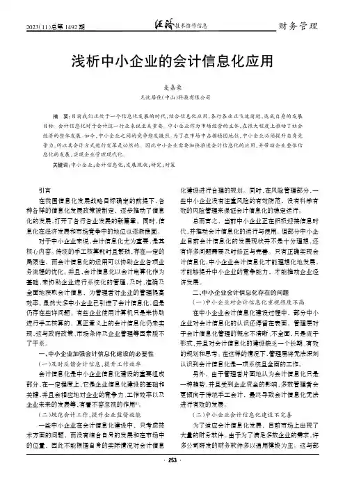 浅析中小企业的会计信息化应用