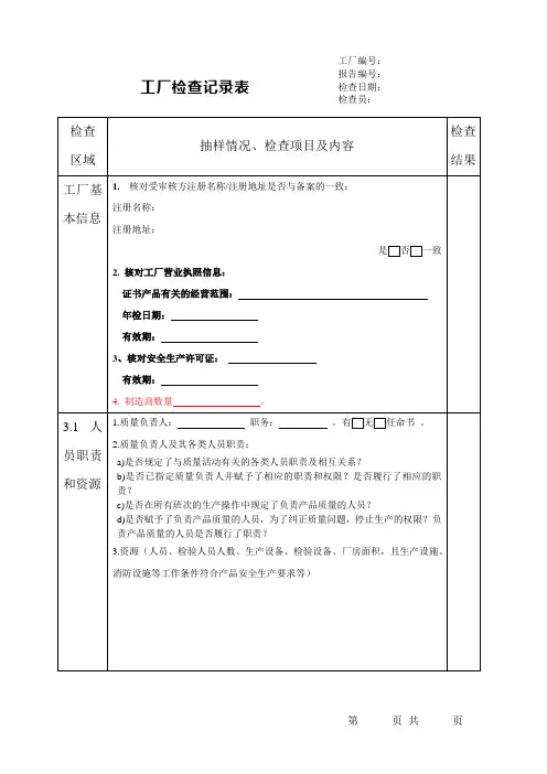 工厂检查记录
