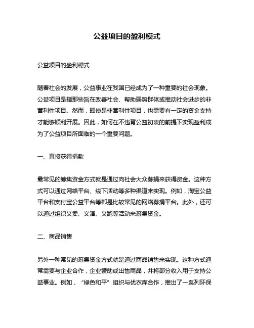 公益项目的盈利模式
