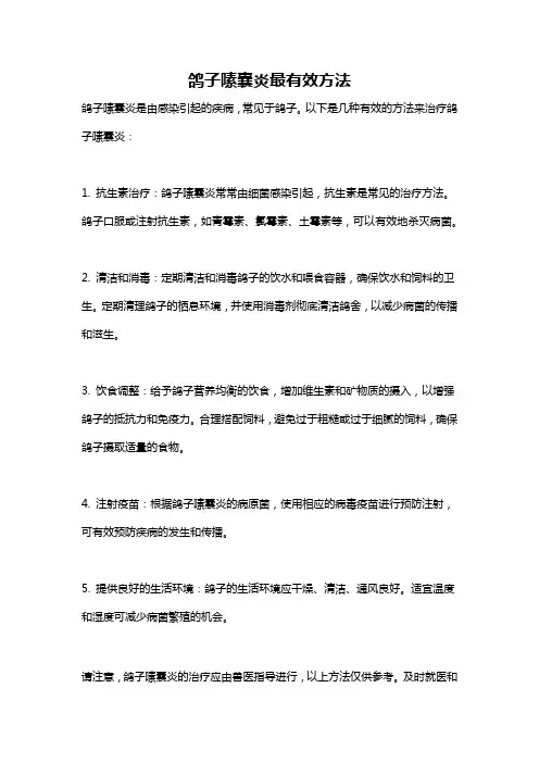 鸽子嗉囊炎最有效方法