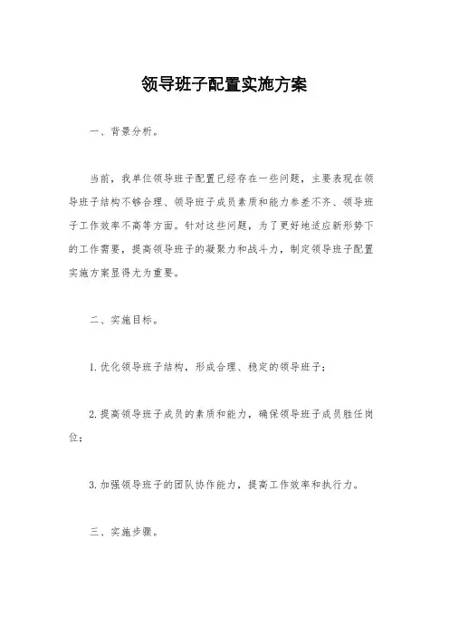 领导班子配置实施方案