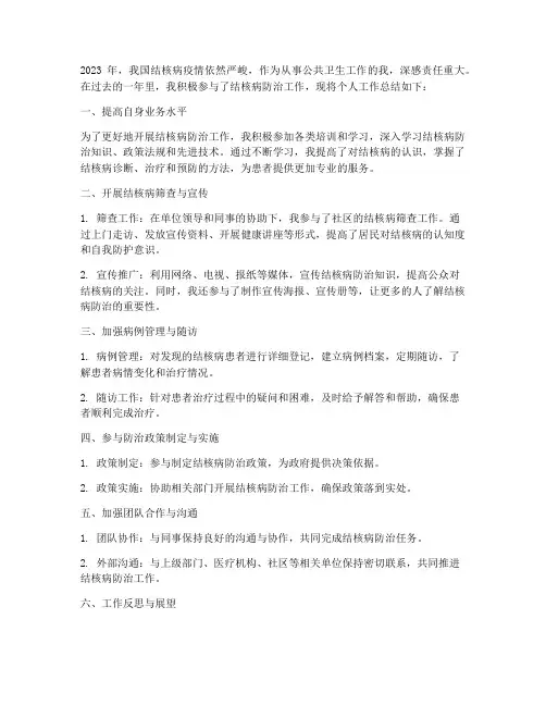 结核疫情的个人工作总结