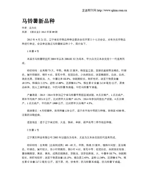 马铃薯新品种