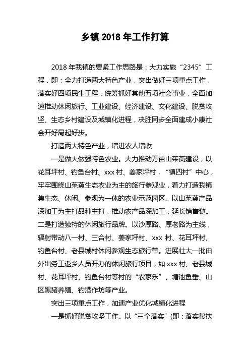 乡镇2018年工作打算