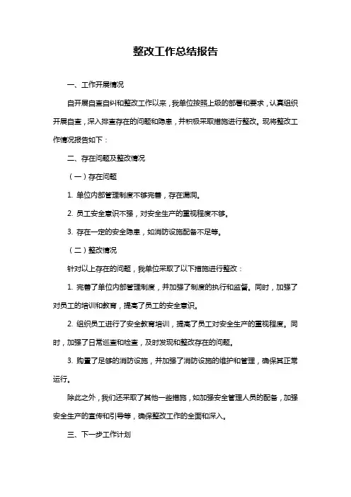 整改工作总结报告