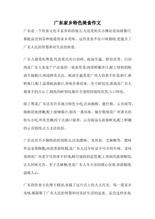 广东家乡特色美食作文