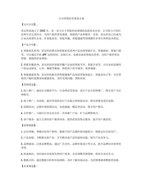 公司营销宣传策划文案