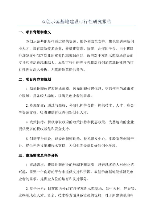 双创示范基地建设可行性研究报告