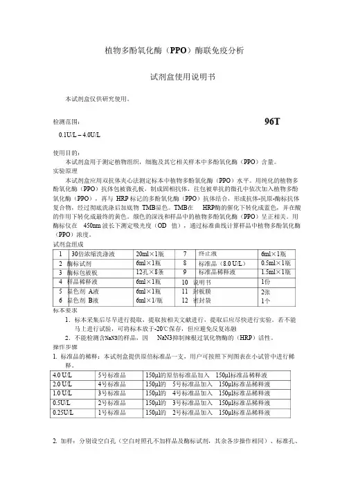 植物多酚氧化酶(PPO)酶联免疫分析