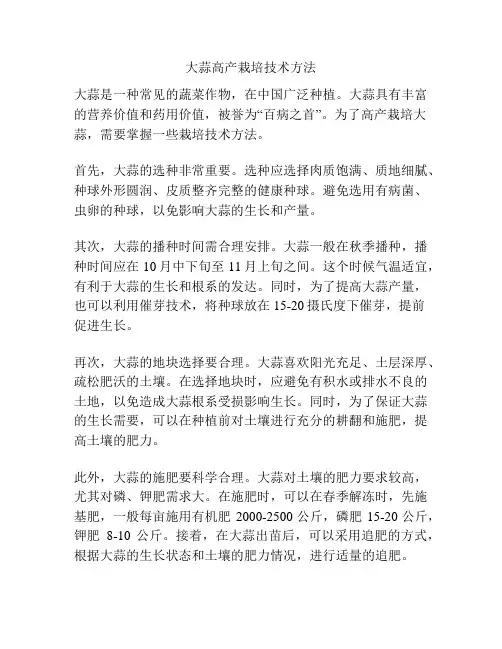 大蒜高产栽培技术方法