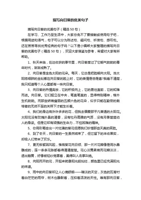 描写向日葵的优美句子（精选50句）