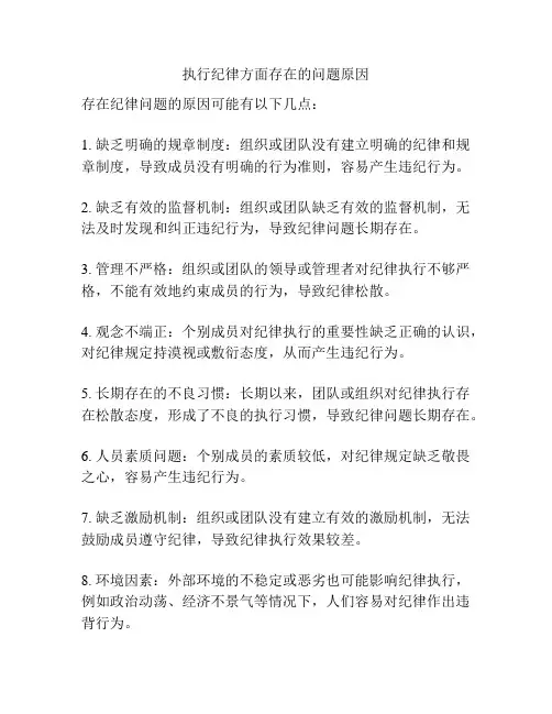 执行纪律方面存在的问题原因