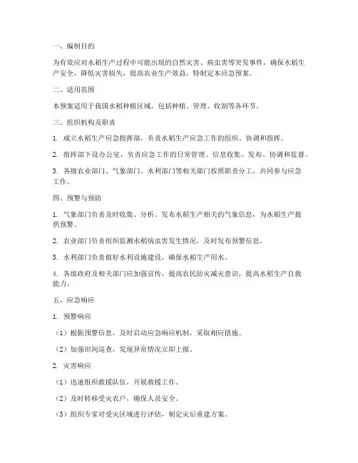 水稻生产应急预案