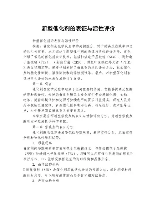新型催化剂的表征与活性评价