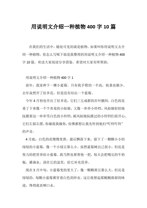 (说明文)用说明文介绍一种植物400字10篇