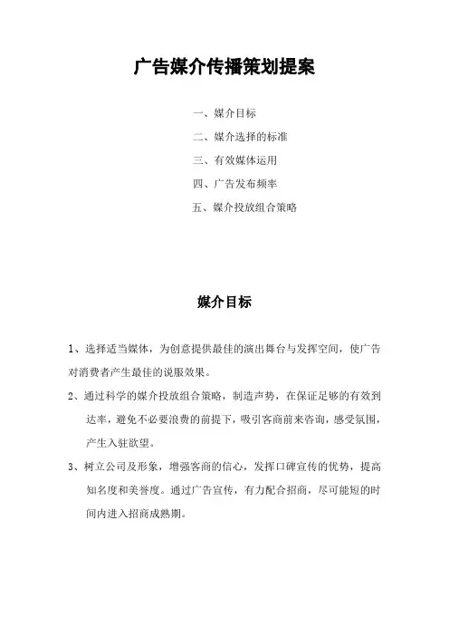 广告媒介传播策划案