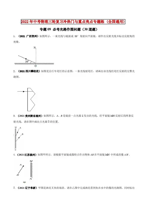 专题09必考光路作图问题(原卷版+解析)