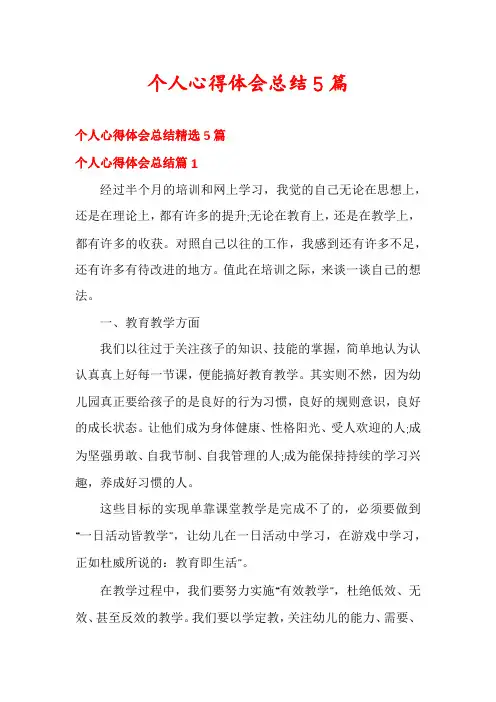 个人心得体会总结5篇