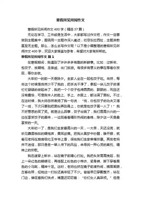寒假所见所闻作文