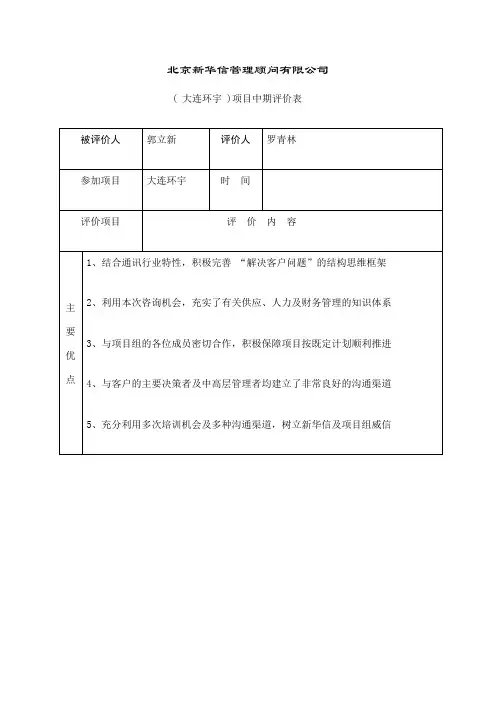 项目中期评价表