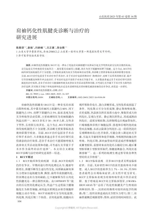 肩袖钙化性肌腱炎诊断与治疗的研究进展