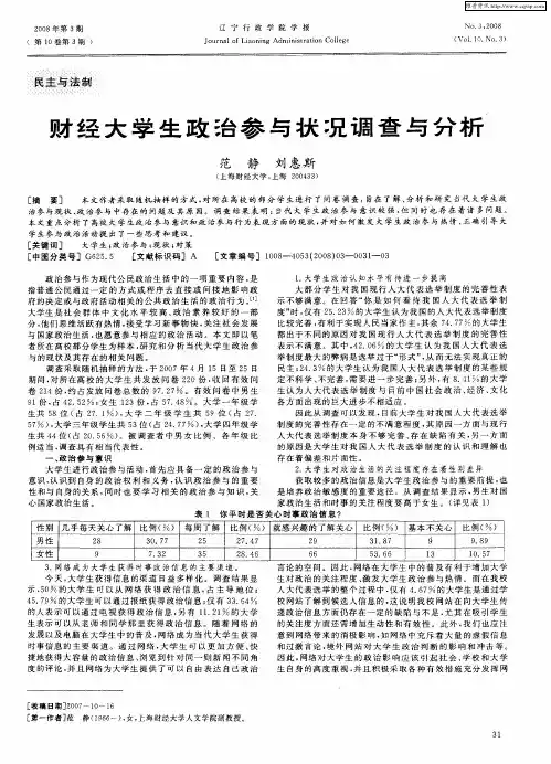 财经大学生政治参与状况调查与分析