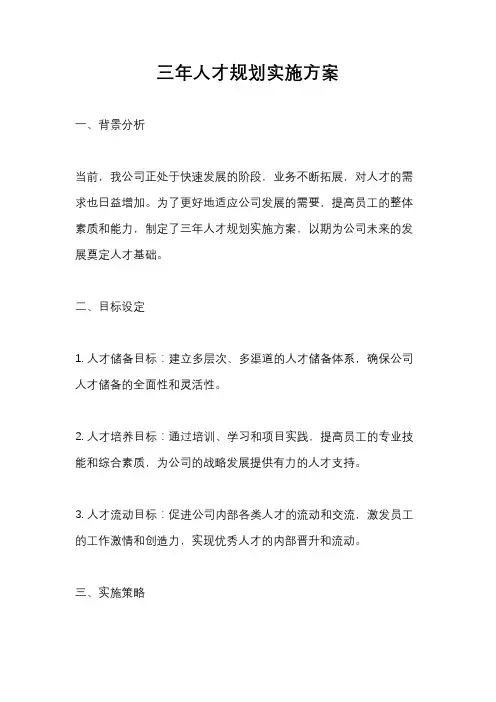 三年人才规划实施方案