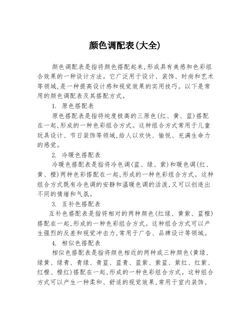 颜色调配表(大全)