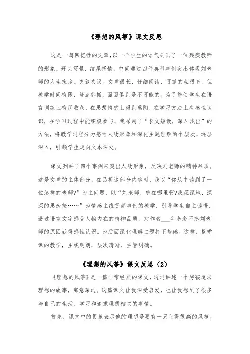 《理想的风筝》课文反思（2篇）
