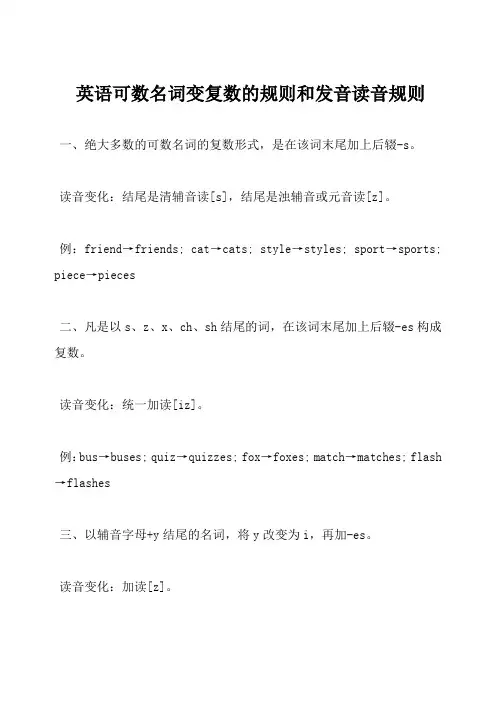 英语可数名词变复数的规则和发音读音规则