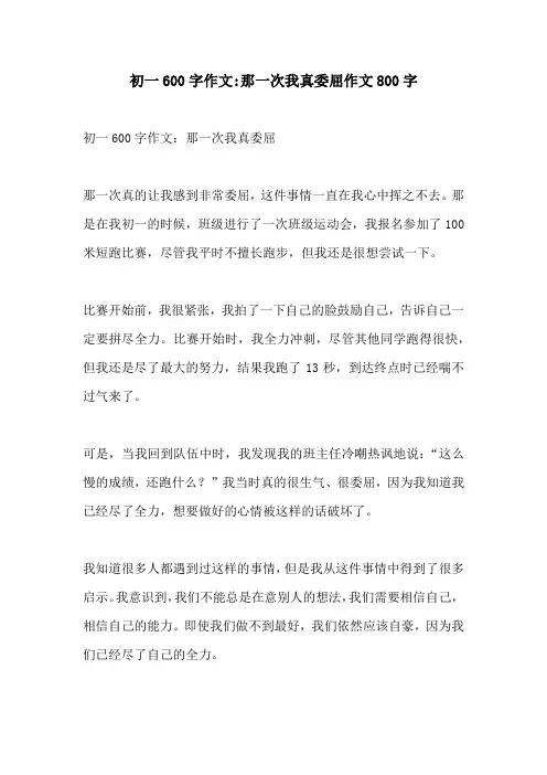初一600字作文那一次我真委屈作文800字