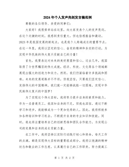 2024年个人发声亮剑发言稿范例