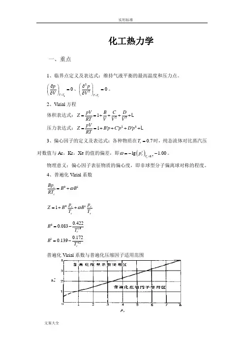 化工热力学考试重点-终极版整理