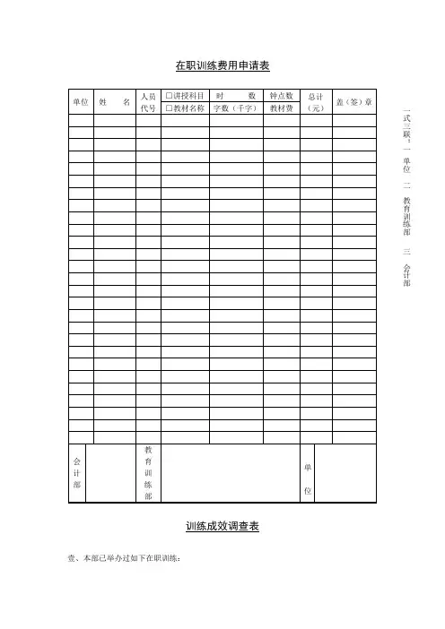 员工训练表格、费用模板10份