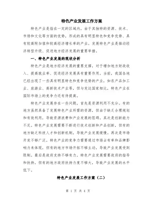特色产业发展工作方案