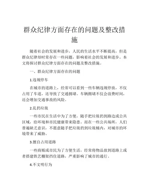 群众纪律方面存在的问题及整改措施