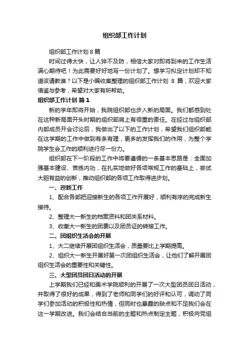 组织部工作计划