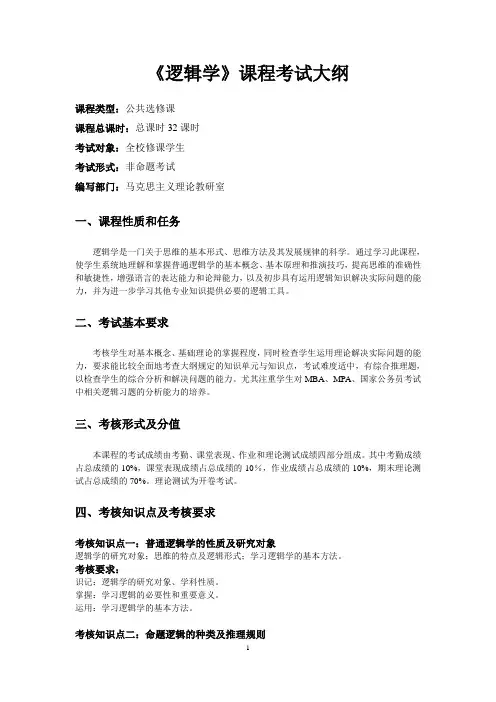 《逻辑学》考试大纲