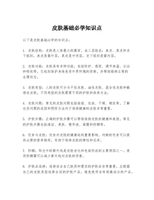 皮肤基础必学知识点
