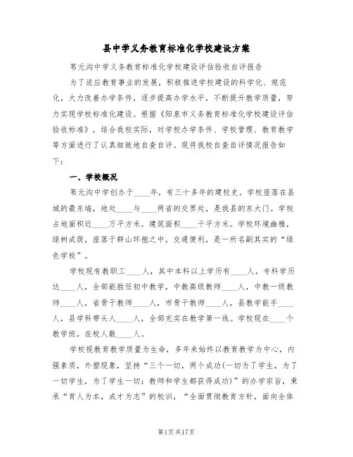 县中学义务教育标准化学校建设方案(二篇)