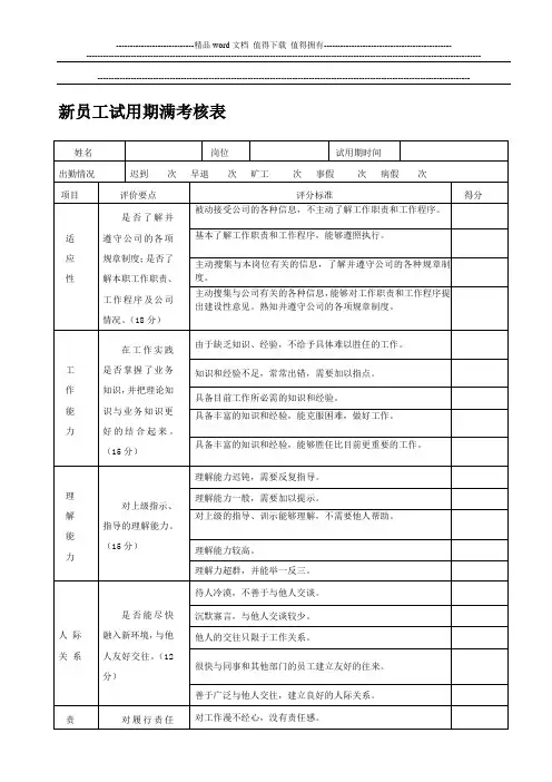 新员工试用期考核表-(1)