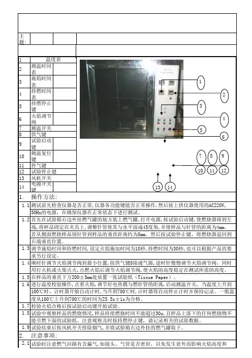 针焰试验仪测试指导书