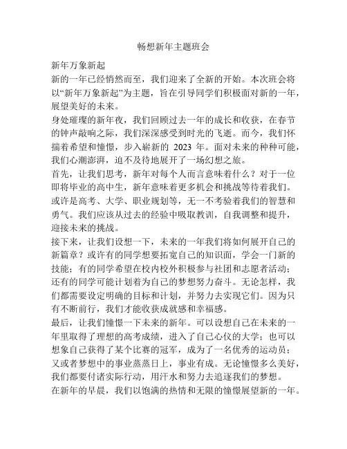 畅想新年主题班会