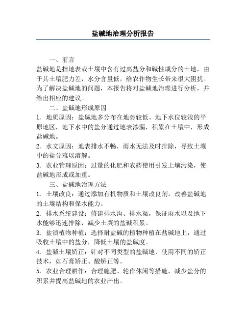 盐碱地治理分析报告