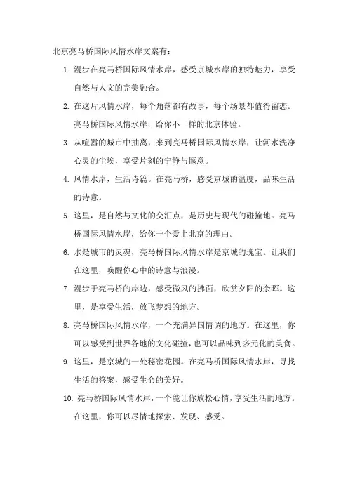 北京亮马桥国际风情水岸文案