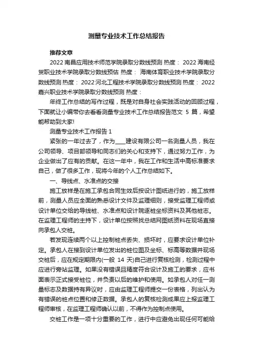 测量专业技术工作总结报告