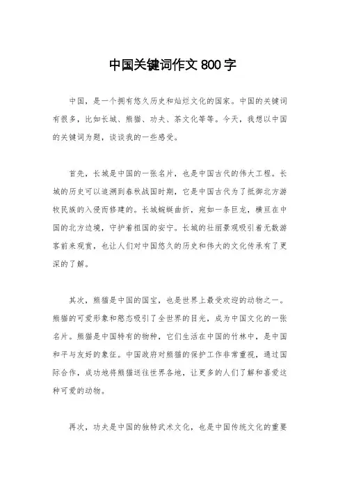 中国关键词作文800字