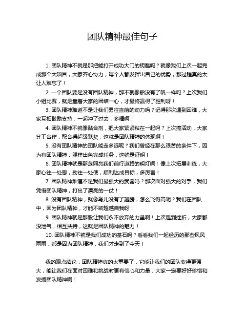 团队精神最佳句子