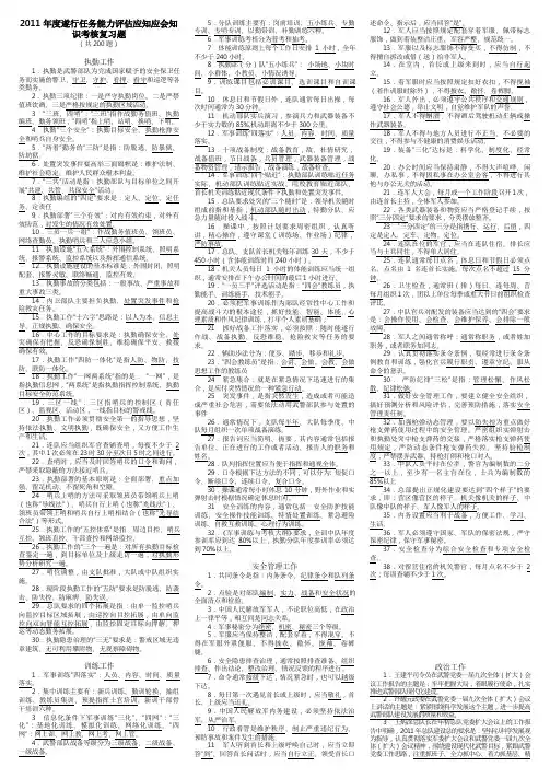2012年度遂行任务能力评估应知应会知识考核复习试题
