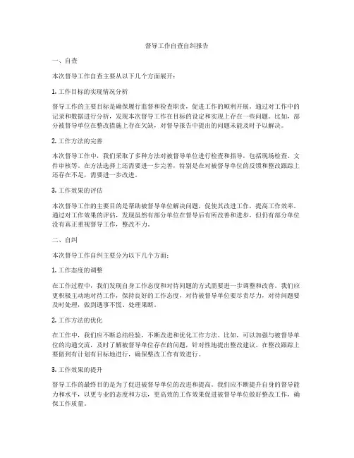 督导工作自查自纠报告